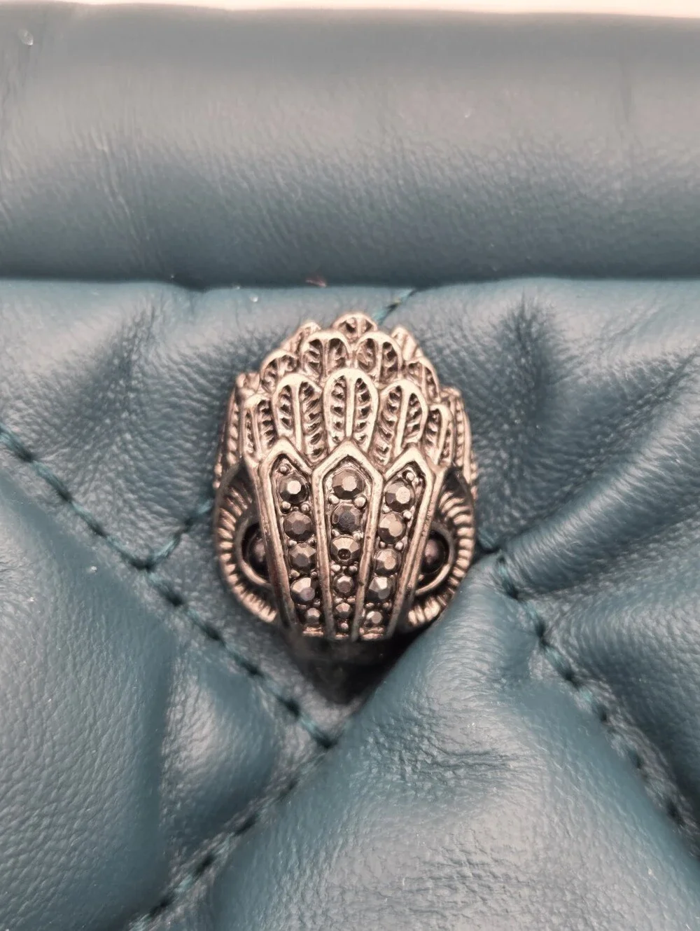 Kurt Geiger London Kensington Soft Quilted Leather Clutch In Teal